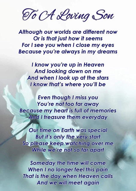 TO A LOVING Son Memorial Funeral Graveside Poem Card &amp; Free Ground Stake F341 £2.99 - PicClick UK