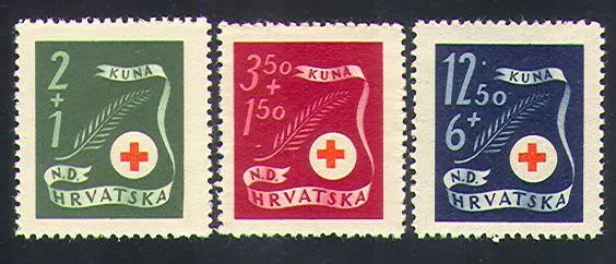 Croatia 1944 Red Cross/Medical/Health/Welfare 3v set (n33147)