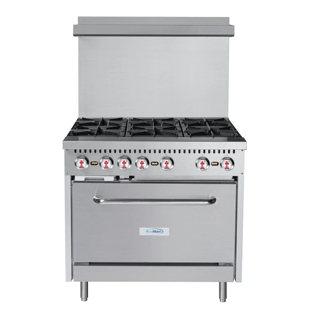 36 In. 6 Burner Commercial Natural Gas Range In Stainless-Steel (Km-Cr36-Ng)