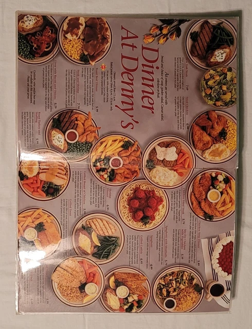 Denny's 40th Anniversary Menu ©️1993; Laminated; Used; ~13¼"×18⅛" Fully Opened; 10