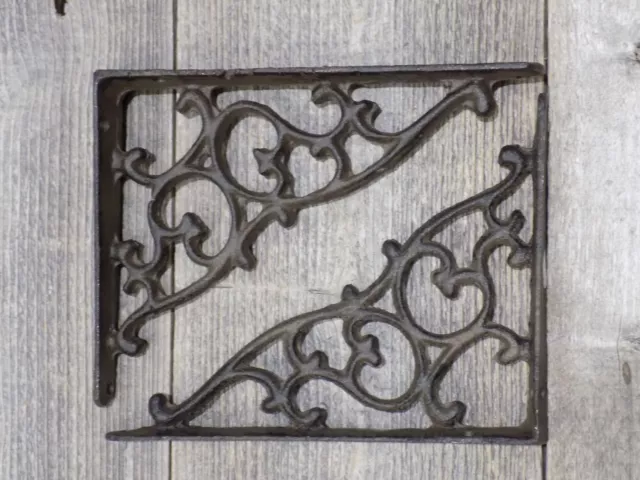 2 Antique Style Shelf Brace Wall Bracket Cast Iron Brackets Vine Garden Corbels 2
