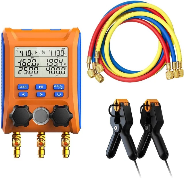 ELITECH HVAC DIGITAL Manifold Gauge 2Way Valve AC Gauge w/Hoses LMG10