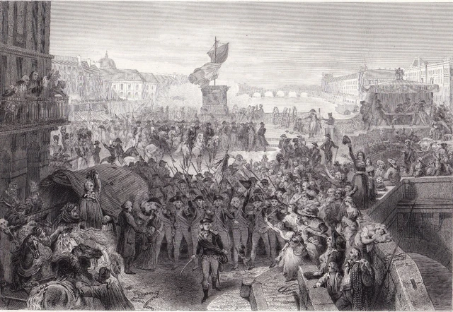 Gravure XIXe Garde Nationale Révolution Française Paris 1792