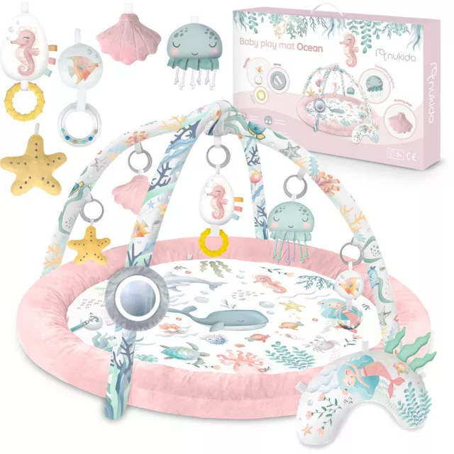 nukido Ocean Interactive Educational Baby Play Mat 2-in-1 Sensory Mat Toy mirror