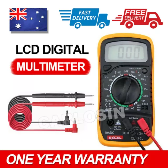 Digital Multimeter Automotive AC/DC Voltmeter Current Meter Multi Tester+2 Leads
