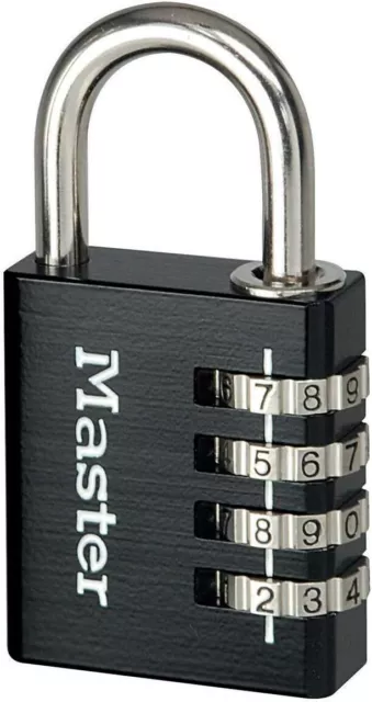 Master Lock 7640EURDBLKCC Combination Padlock in Aluminium, Black, 4 x 7.8 x 1.
