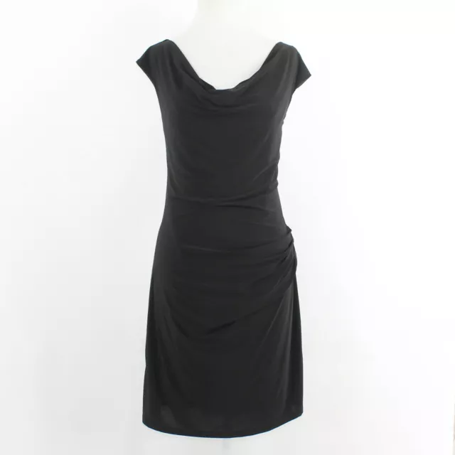 Allen Schwartz Prive NEW Black Lined Cowl Side Ruch Poly Blend Dress 181E