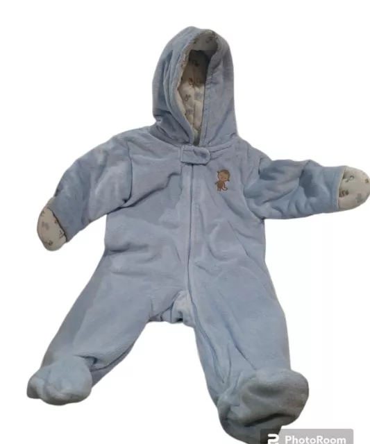 Infant Boy Child of Mine Carter's 3-6 Month Baby!! Blue Monkey Winter Snowsuit