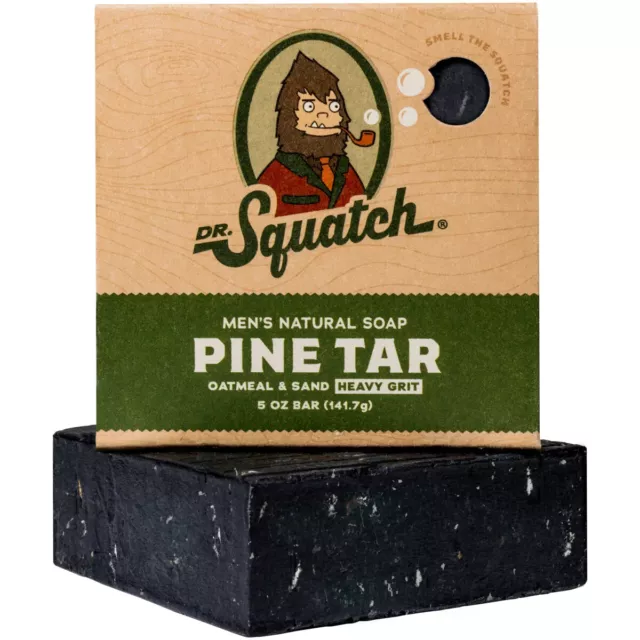 Dr. Squatch All Natural Soap Bars for Men with Heavy Grit, 3 Pack, Pine Tar