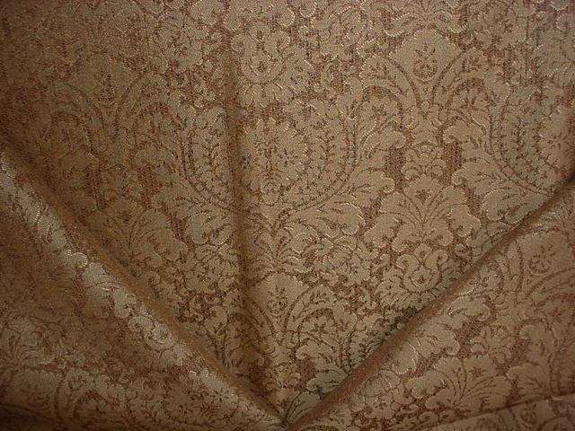 1-5/8Y Robert Allen Gold Mocha Brown French Floral Damask Upholstery Fabric