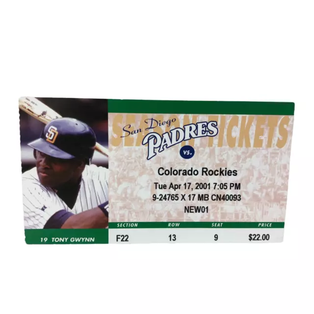 San Diego Padres  Colorado Rockies Tony Gwynn Picture Last Season April 17 2001