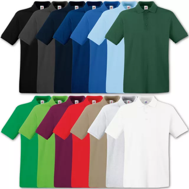 Fruit Of The Loom Poloshirt Premium Polo 100% Baumwolle Shirt - S M L Xl Xxl 3Xl