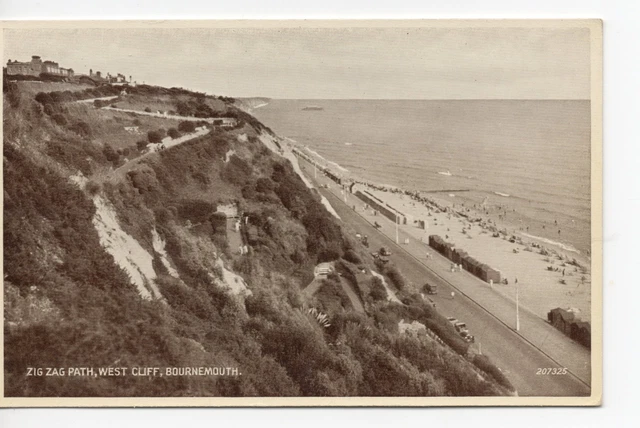 Postcard Bournemouth  Zig Zag Path West Cliff Beach  Vintage B&W Real Photo Old
