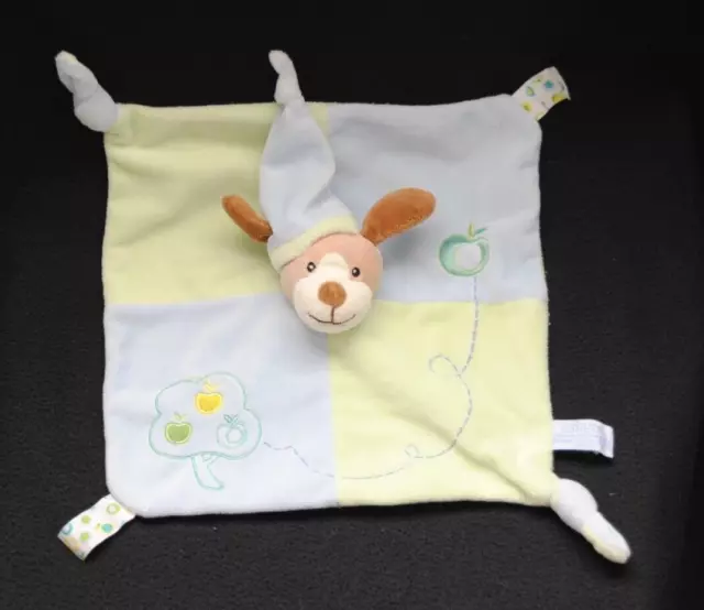 Doudou plat chien GIPSY vert bleu pommes bonnet pommier TTBE