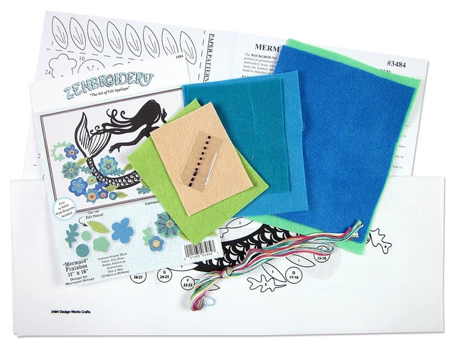 Kit de apliques de collage de fieltro Design Works 11""X16""-Silueta de sirena -DW3484