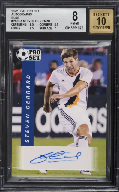 Steven Gerrard 2022 Leaf BGS 8 10 Beckett Soccer Auto Autograph Liverpool Club 9