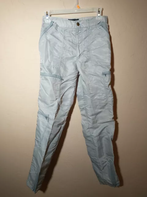 Bugle Boy Usa Countdown Gray Parachute Break Dancing Pants 80S Nylon  Zippers 27