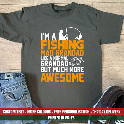 I'm A Fishing Mad Grandad T Shirt Awesome Carp Birthday Dad Fathers Day Gift Top