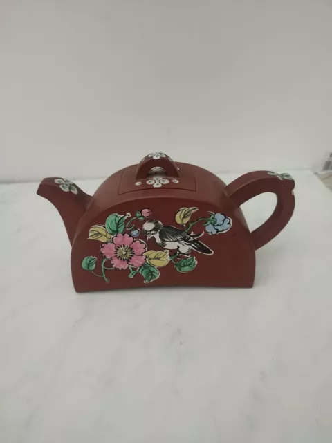 Chinese Yixing Clay Enamel Teapot