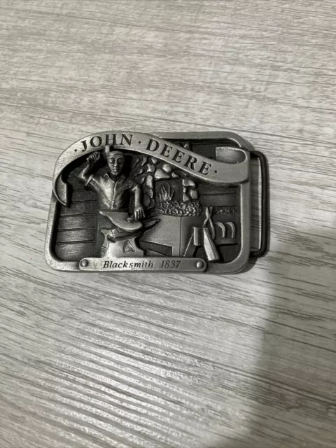 Vtg 1990 John Deere Blacksmith Plow 1837 Limited Ed Series Pewter Belt Buckle