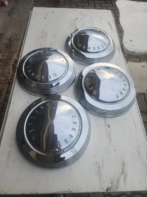 Vintage 1962-1963 Mercury Meteor Monterey Hubcaps 14 Inch Set of 4 Used Vintage 1962-1963 Mercury Meteor Monterey Hubcaps 14 Inch Set of 4 Used