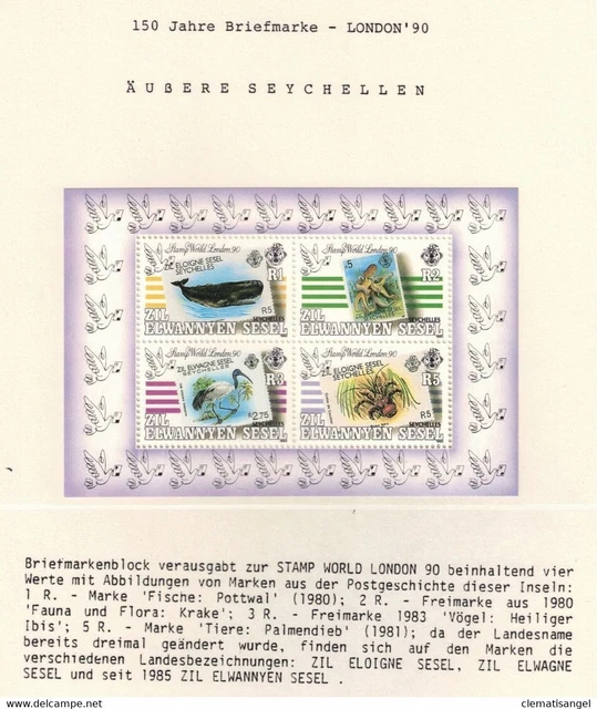157u * ÄUSSERE SEYCHELLEN * 150 JAHRE BRIEFMARKEN BLOCK * POSTFRISCH **!!