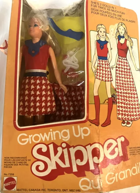 Ca1975 Mattel growing Up Skipper Doll Mint In Orig