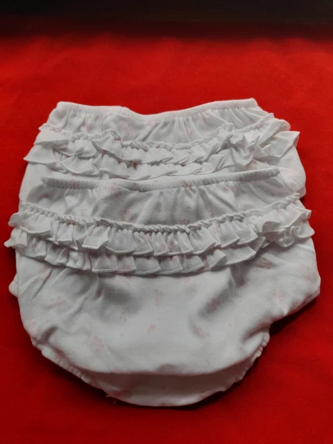 2  white baby girls frilly pants/knickers nappy covers  size 3-6 mths  new