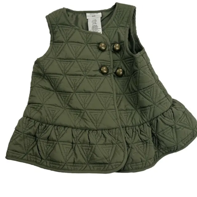 Aspen Toddler Girl Quilted Olive Green Vest