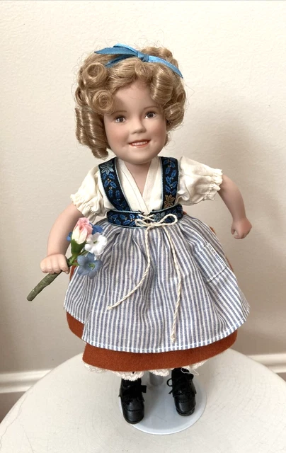 Danbury Mint Shirley Temple Movie Classics Heidi Porcelain Doll 10” w/STAND