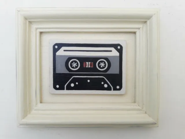 LOVE MUSIC Musicassetta Gray Tape quadro moderno dipinto a mano Pop Art Officina