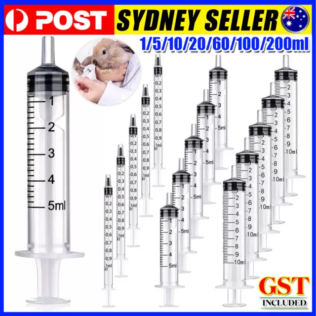 10/100xSyringes 1ml 5ml 10ml 20ml Plastic Disposable Syringe Tube Funnel