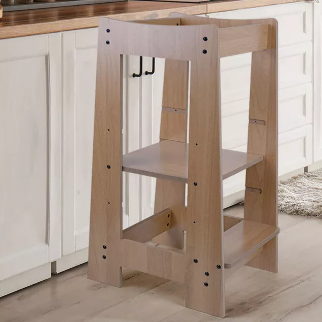 Taburete para Niños Andador Lernturm Madera Kippschutz Altura Trona Braun 3