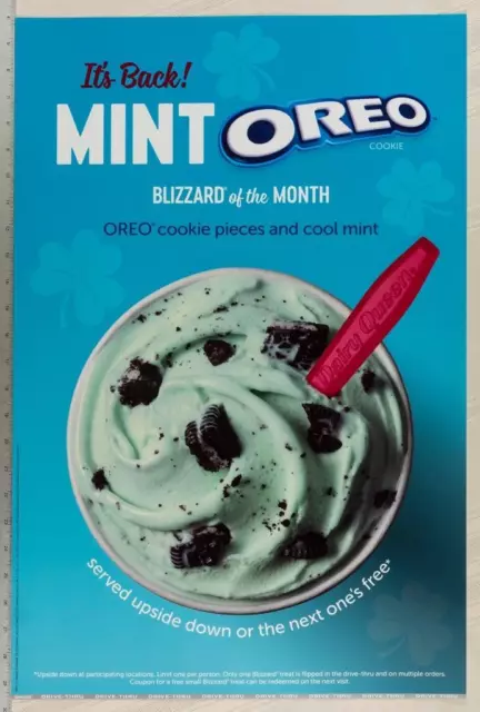 Dairy Queen Poster Backlit Plastic Mint Oreo Blizzard 17x25 dq2