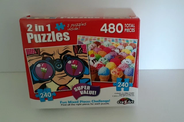 2 in 1/ 480 Pcs {240 Pieces Each} 11.25"x 9" CraZart_Icecream_ New Jigsaw Puzzle