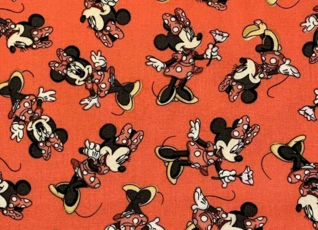 Disney Minnie Mouse Fabric  Coral Toss  Spring Creative 100% Cotton  By The Yard
