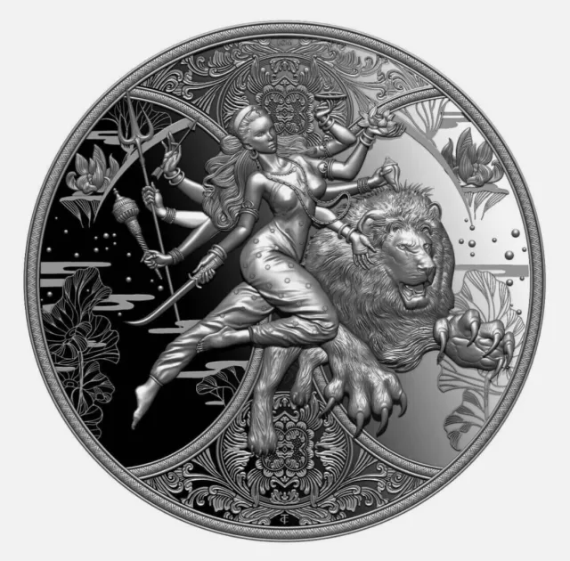2024 Cameroon Hindu Goddess Durga 1oz Silver High Relief BU Coin w/COA
