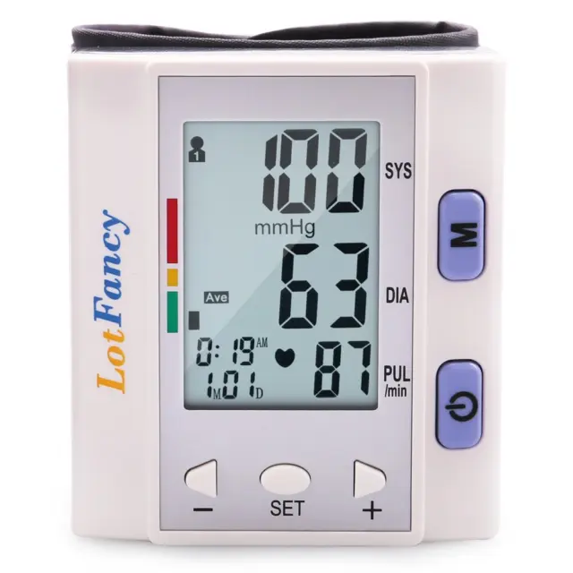 Monitor de presión arterial de muñeca digital automático Lotfancy con estuche portátil