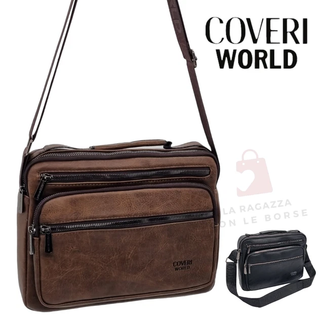 Borsa Uomo Pelle Coveri World Tracolla Regolabile Borsetta Grande Multitasche