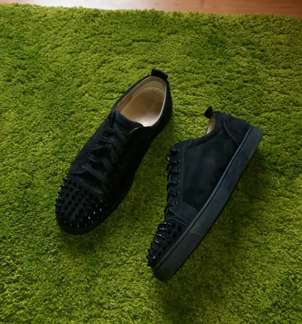 Christian Louboutin Sneakers Mens Leather Black Suede Logo Boots Shoes