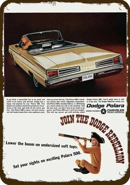 1966 DODGE POLARA 500 Convertible Car Vintage-Look DECORATIVE REPLICA METAL SIGN