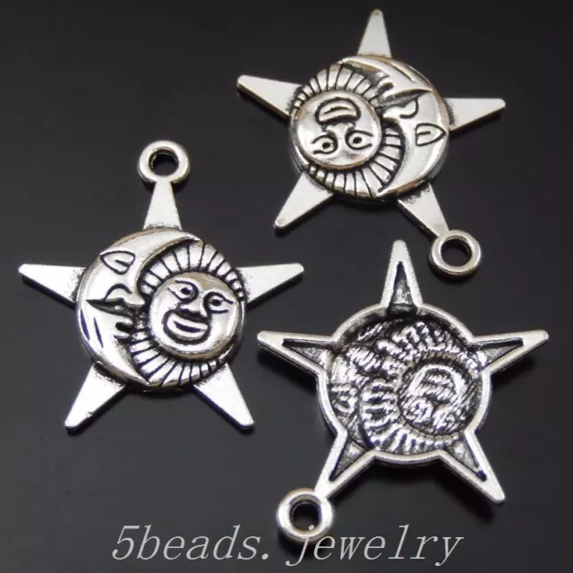 36 Stück Antike Silber Legierungs Sonne und Mond Anhänger Charme Kunst 50054