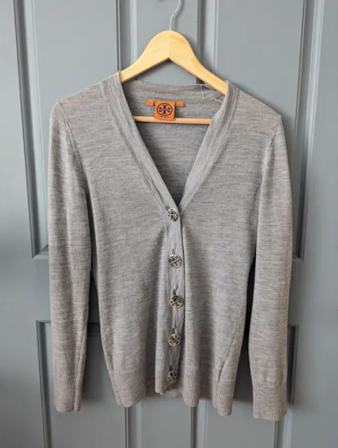 Tory Burch Wool Knit Button Front Long Sleeve Cardigan Gray size small