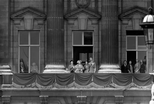 Prince Charles Princess Anne join Queen Queen Mother Princess - 1954 Old Photo