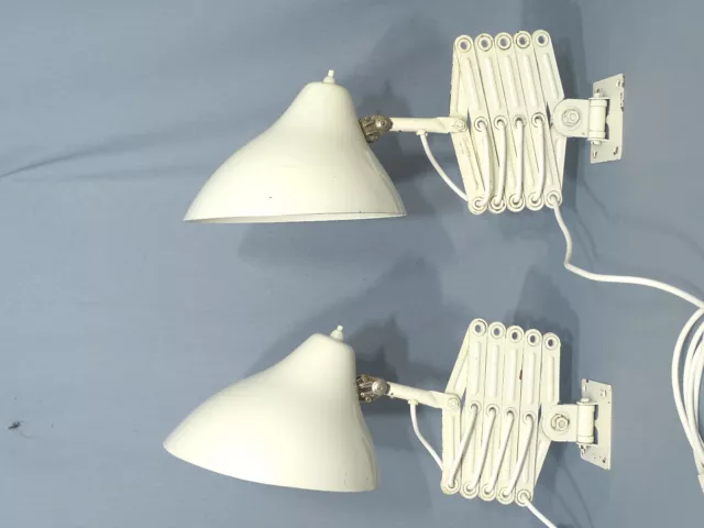 Two SIS Scherenleuchten Scherenlampen With Asymmetrical Shades 50er Years
