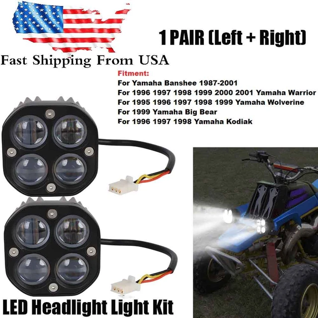 2Pcs LED Headlights for Yamaha Banshee 1987-2006 Lens Bulbs Lights Grills Warrio 2Pcs LED Headlights for Yamaha Banshee 1987-2006 Lens Bulbs Lights Grills Warrio