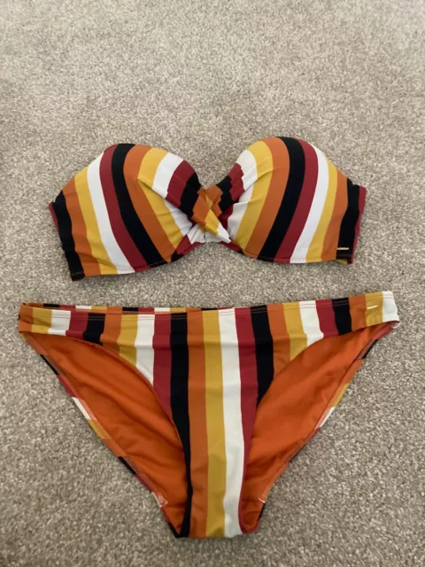 TESCO F&F STRIPED Bikini Top 36DD Bottoms UK 16 Very Good Condition £2.50 -  PicClick UK