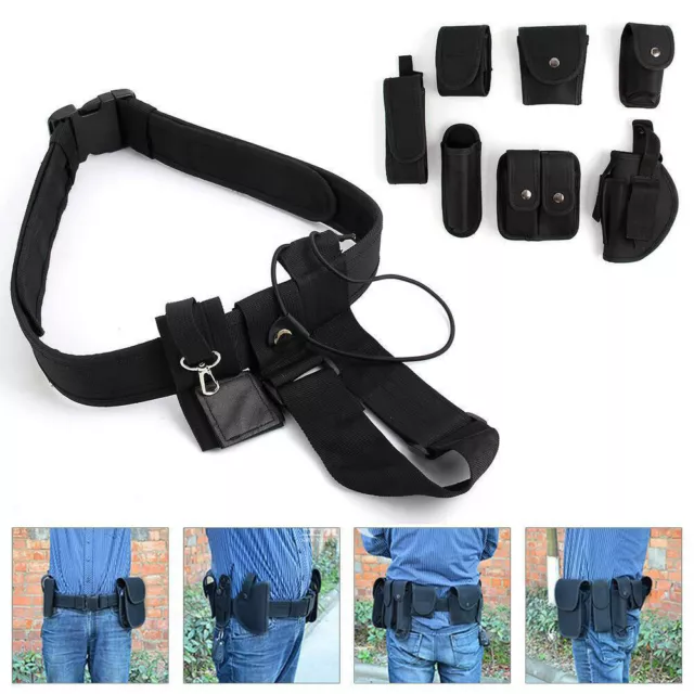 Police Guard Tactical Belt Buckles with 9 Pouches Utility Kit Security Black New