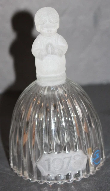 House of Goebel 1978 CRYSTAL ANNUAL BELL Girl Praying Frosted Figure Dinner Bell