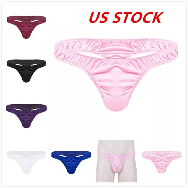 Sexy Men's Lingerie Bikini Thong Briefs Satin Sissy Panties Underwear Crossdress